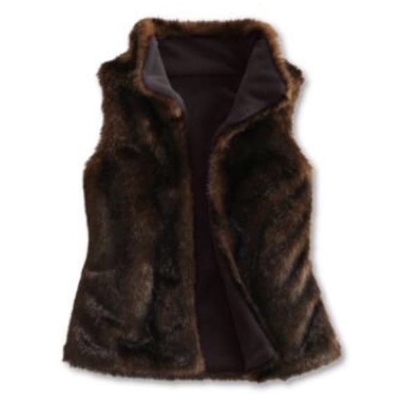 Lands' End Other - LAND'S END | Black & Brown Faux Fur Gilet Vest